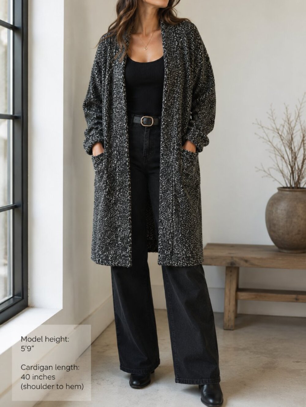 ALPHA MASSIMO REBECCHI Sweater Long Cardigan Sweater Dark Academia Lagenlook